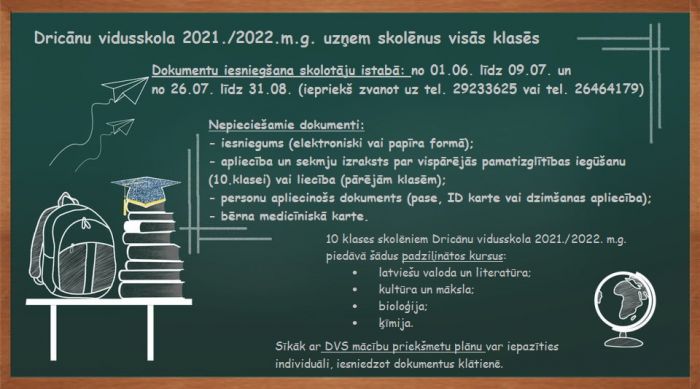 DVS skolēnu uzņemšana 2021